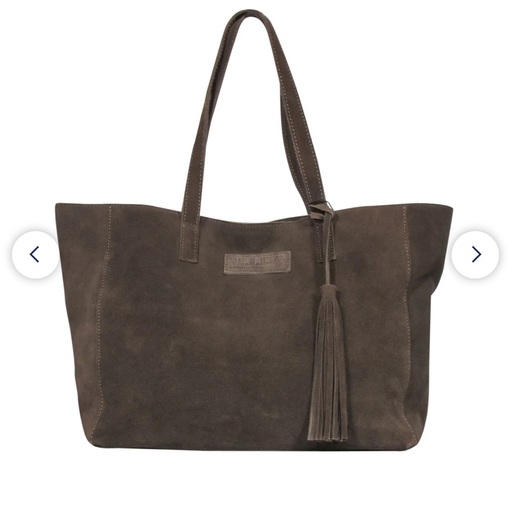 M.I.L.A. made in Los Angeles suede tote bag in olive green - NWT no tassel
